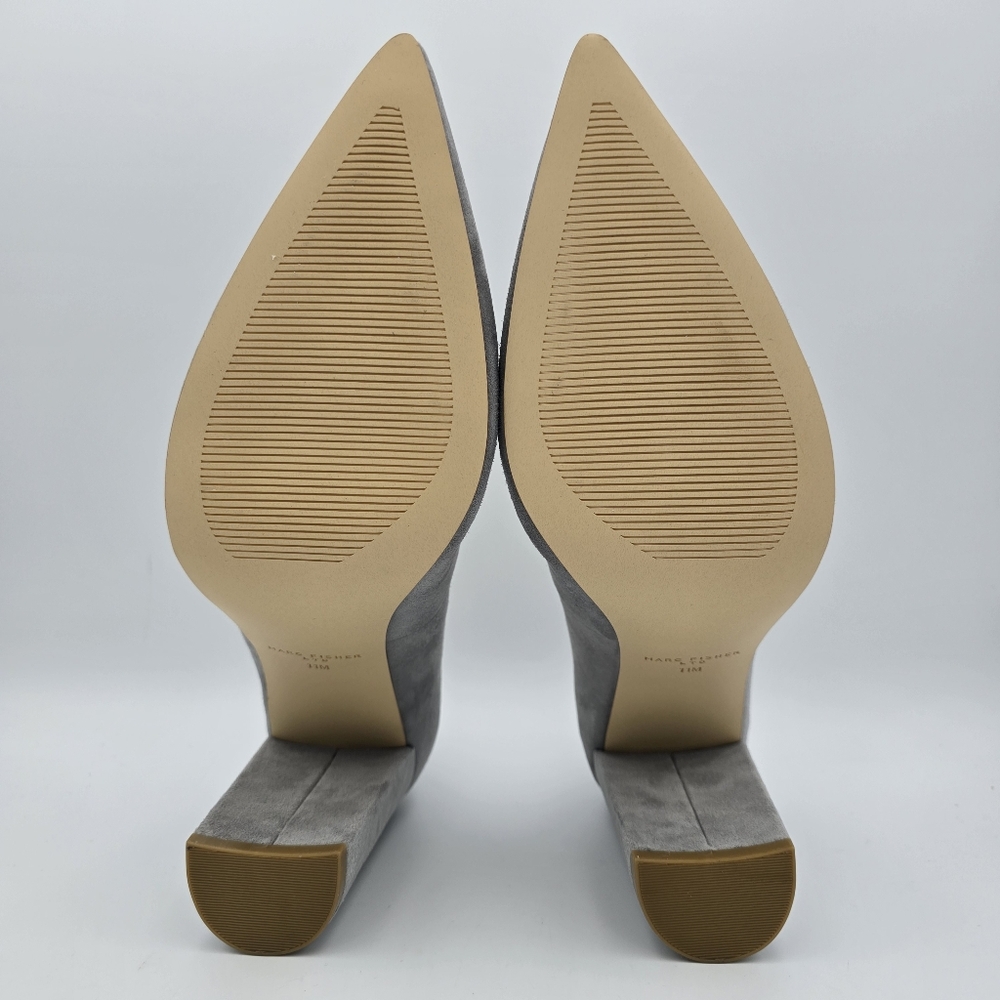 NWOT Marc Fisher LTD Abilene Block Heel Pointy Toe Pumps, Light Grey Suede, 11M - Picture 12 of 14